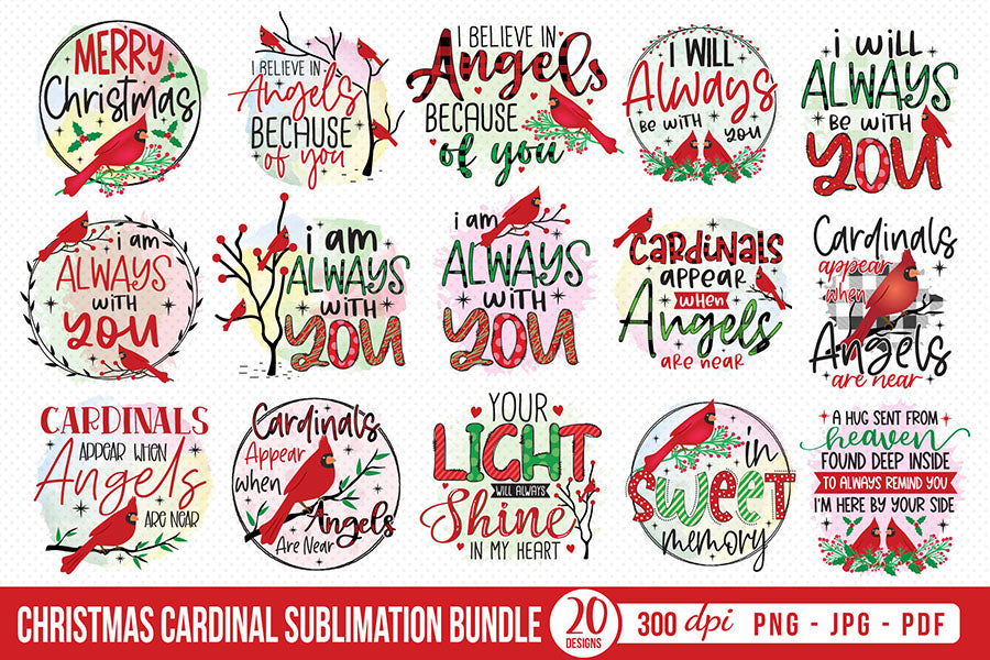 Christmas Cardinal PNG Sublimation Bundle