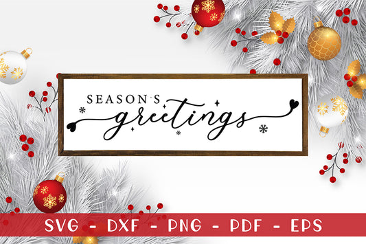 Farmhouse Christmas Sign SVG - Season's Greetings