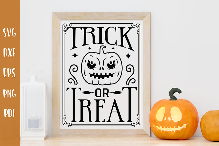 Trick or Treat Cut File - Halloween Sign SVG