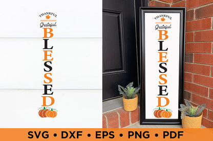 Thankful Grateful Blessed | Fall Porch Sign SVG