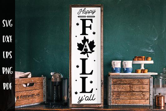 Fall Porch Sign SVG | Happy Fall Y'all SVG