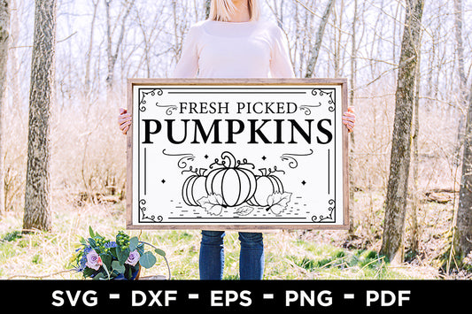 Fresh Picked Pumpkins SVG, Fall Sign SVG