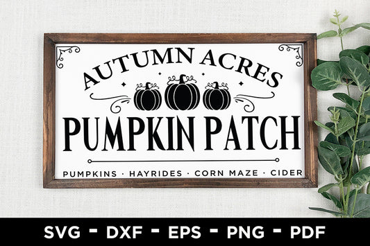 Autumn Acres Pumpkin Patch - Fall Sign SVG