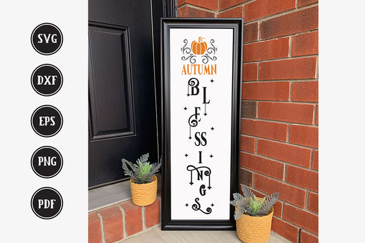 Fall Porch Sign SVG, Autumn Blessings SVG
