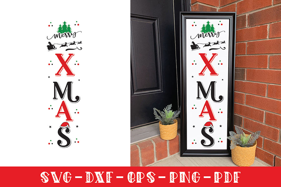 Christmas Porch Sign SVG - Merry Xmas