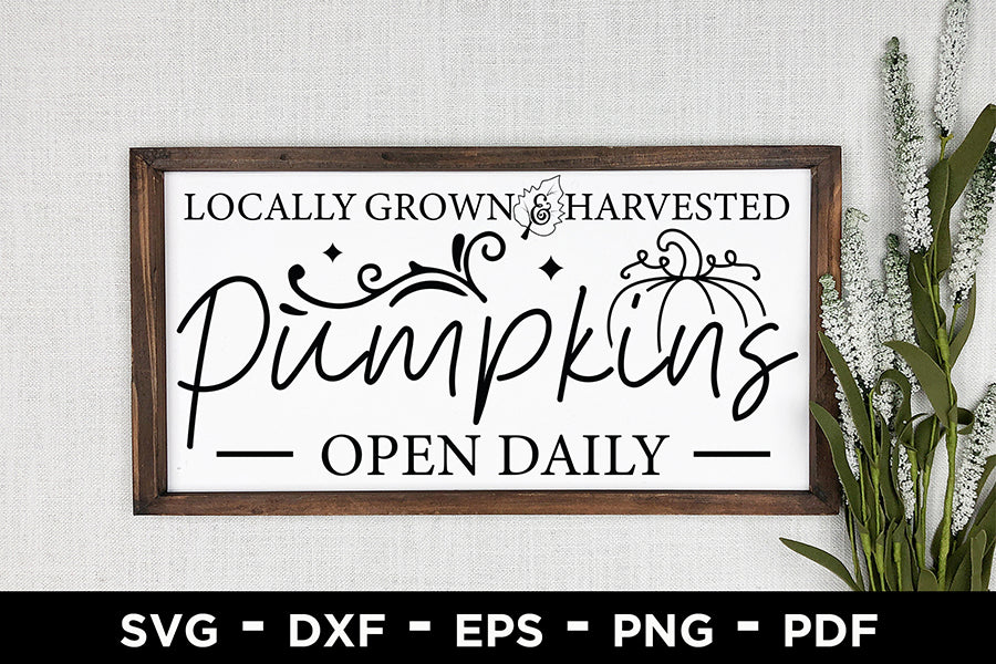 Fall Sign SVG, Locally Grown & Harvested Pumpkins