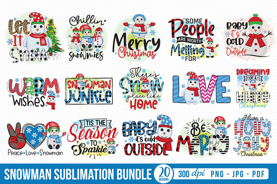 Snowman PNG Sublimation Bundle