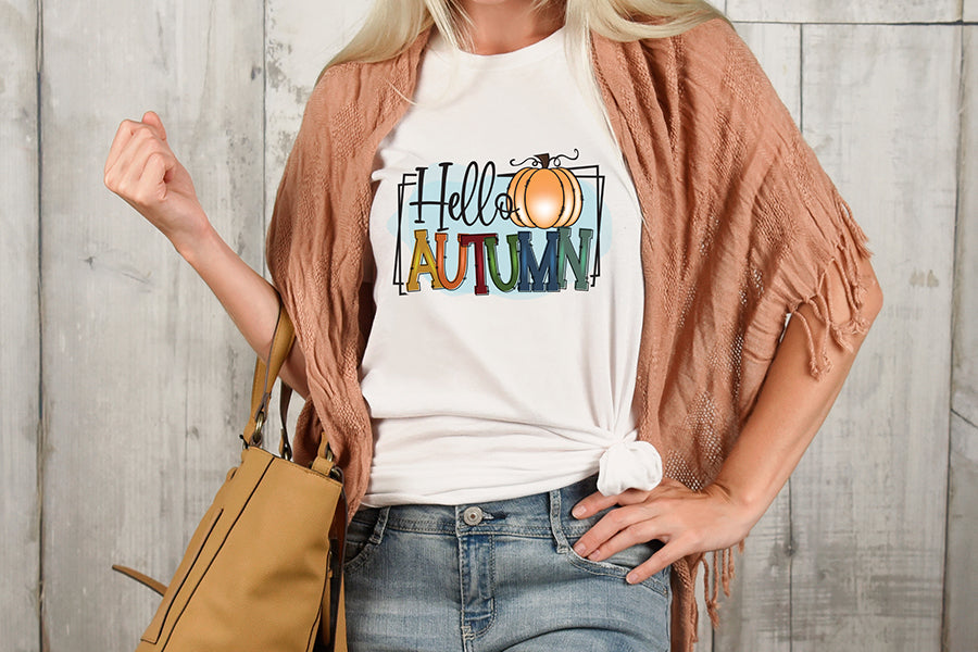 Fall Sublimation Design, Hello Autumn PNG