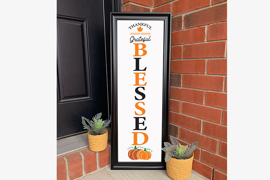 Thankful Grateful Blessed | Fall Porch Sign SVG