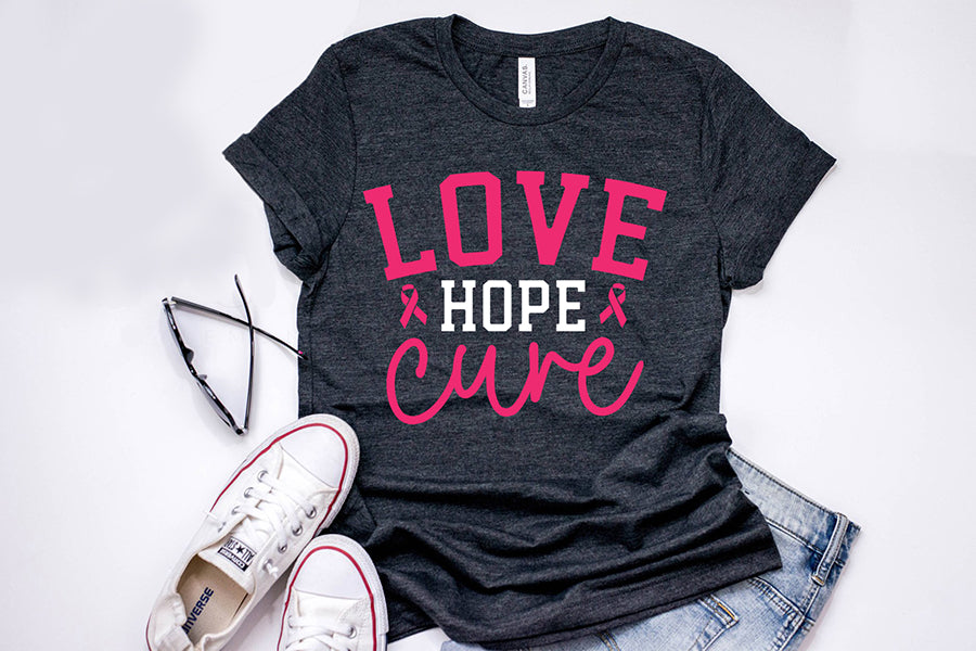 Love Hope Cure, Breast Cancer SVG Design