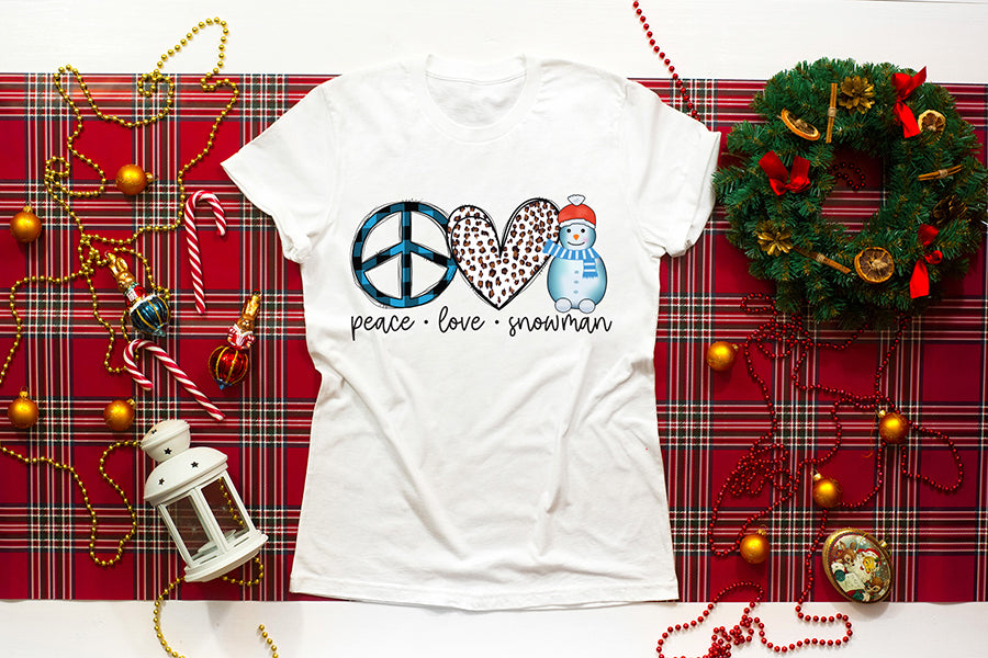 Peace Love Snowman PNG Christmas Sublimation