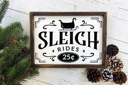 Sleigh Rides SVG, Farmhouse Christmas Sign SVG