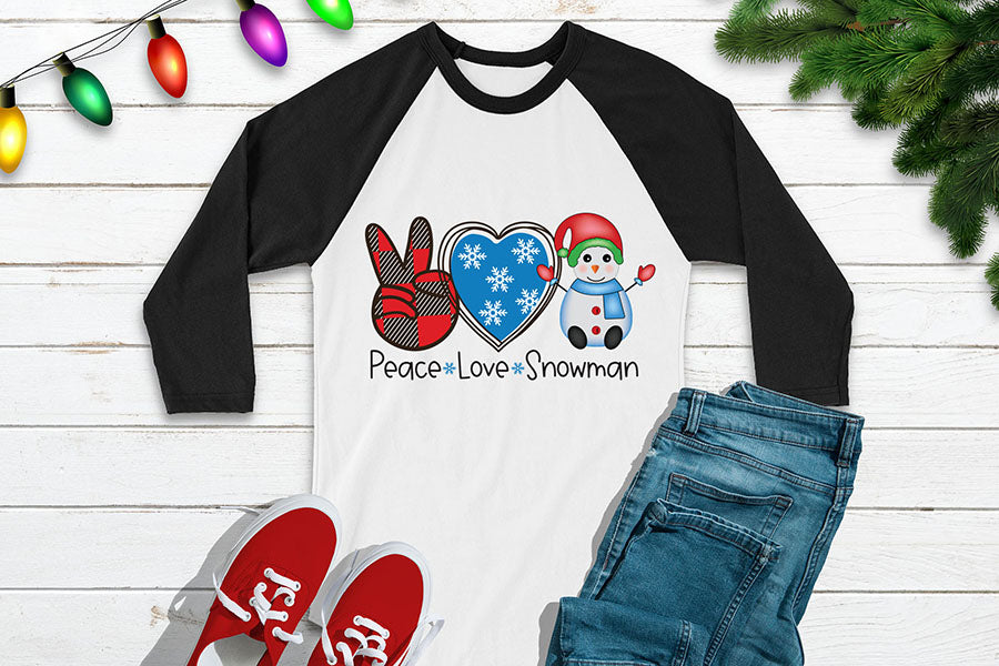 Peace Love Snowman PNG Sublimation