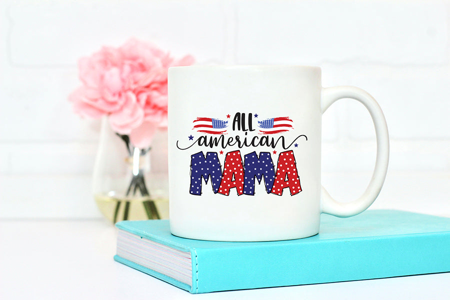 4th of July Sublimation Design, All American Mama PNG