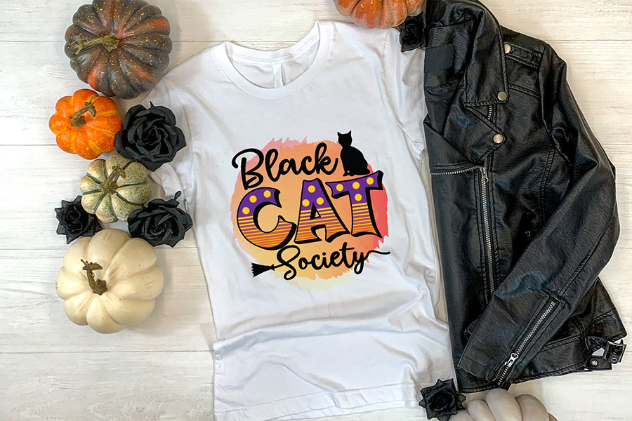 Halloween Sublimation Design, Black Cat Society