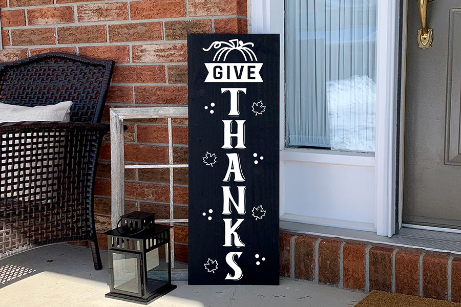 Give Thanks - Fall Vertical Sign SVG - Porch SVG
