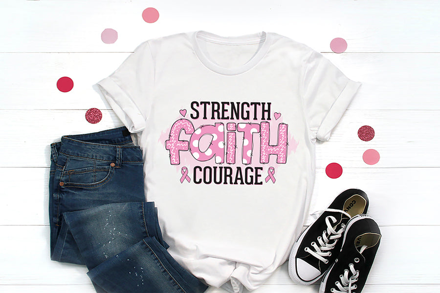 Strength Faith Courage - Breast Cancer PNG