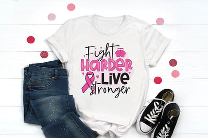 Fight Harder Live Stronger - Breast Cancer PNG