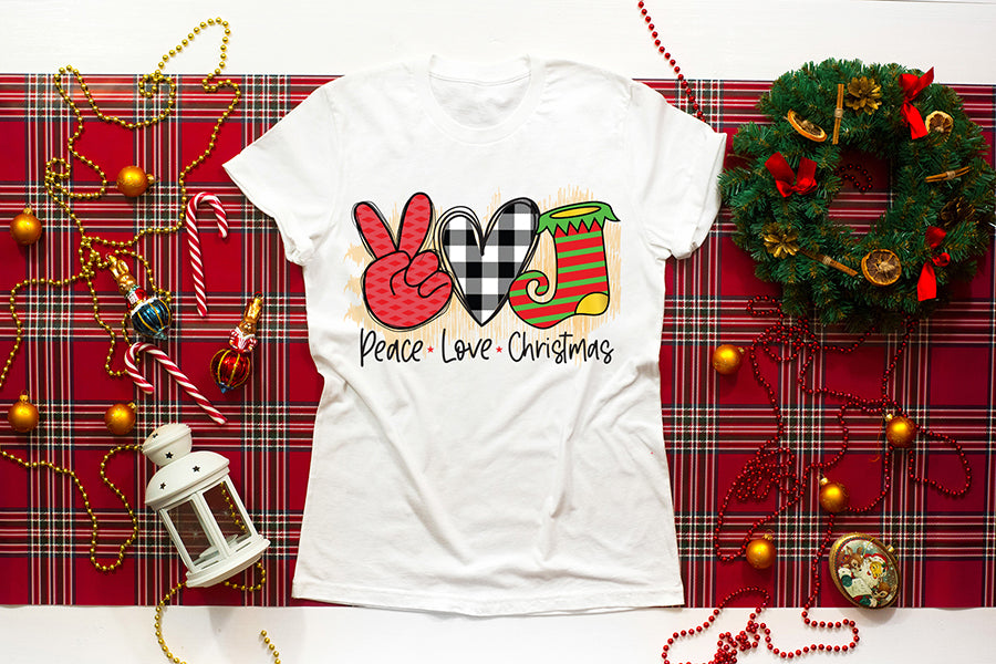 Peace Love Christmas PNG Sublimation Design