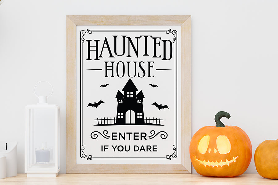 Halloween Sign SVG - Haunted House Cut File