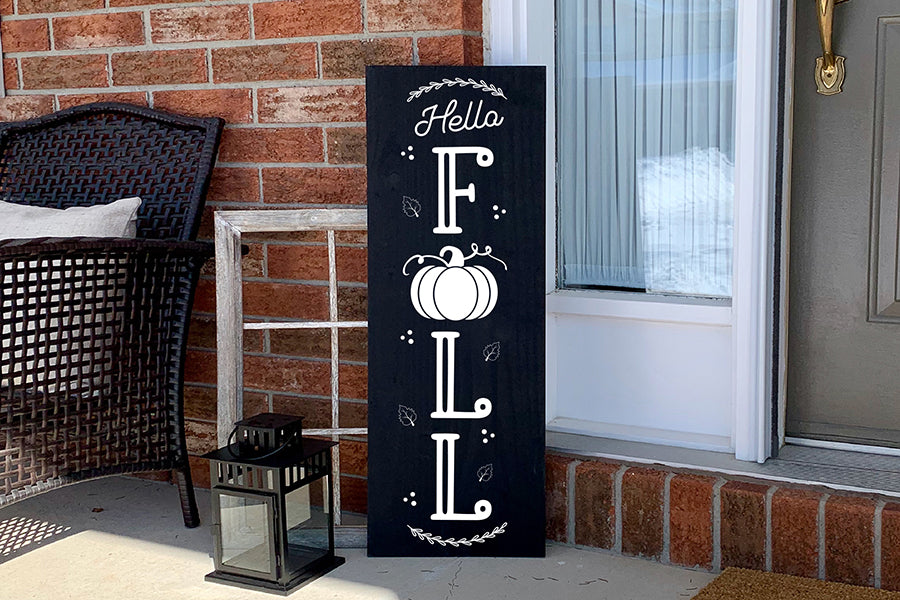 Fall Vertical Sign SVG - Hello Fall - Porch SVG