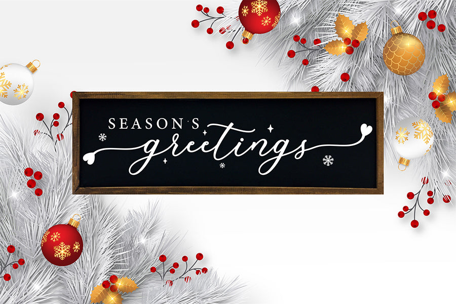 Farmhouse Christmas Sign SVG - Season's Greetings