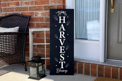 Harvest Blessings, Fall Porch Sign SVG, Vertical SVG