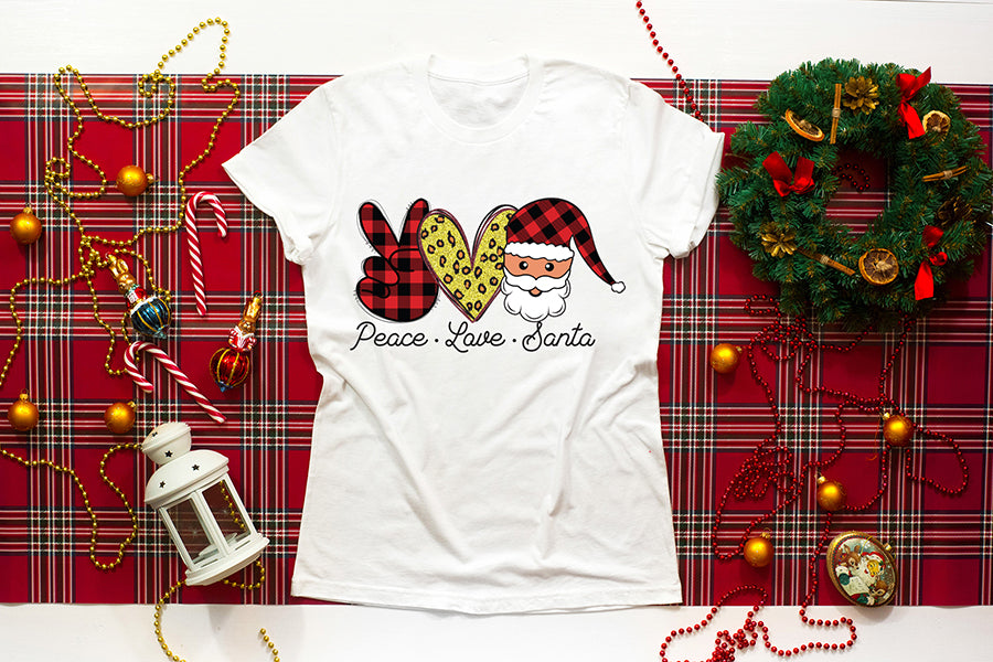 Peace Love Santa, Christmas PNG Sublimation