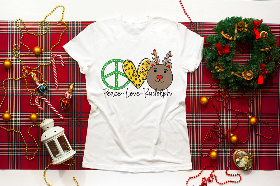 Peace Love Rudolph PNG Christmas Sublimation