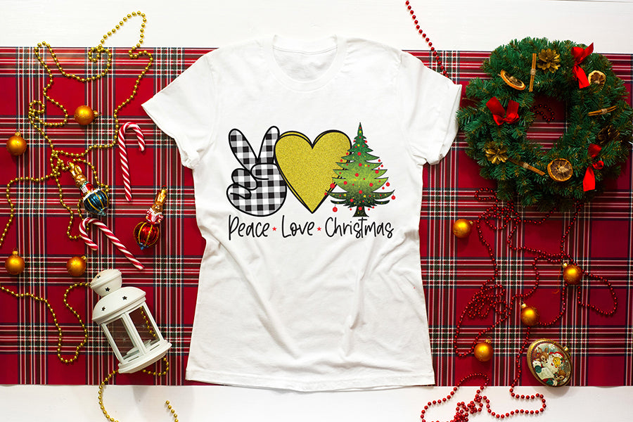 Peace Love Christmas Tree PNG Sublimation