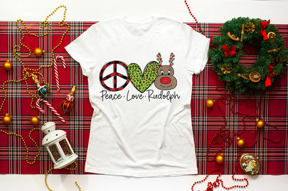 Peace Love Rudolph, Christmas PNG Sublimation