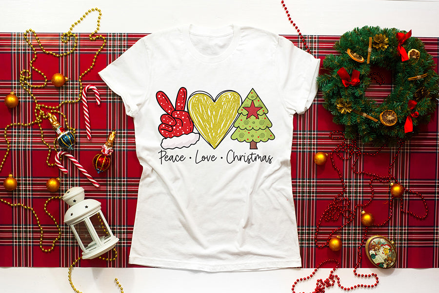 Peace Love Christmas Tree PNG Sublimation Design