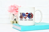 Peace Love Freedom, 4th of July Sublimation Design