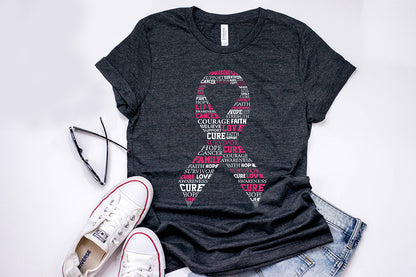 Breast Cancer Ribbon Typography SVG Design