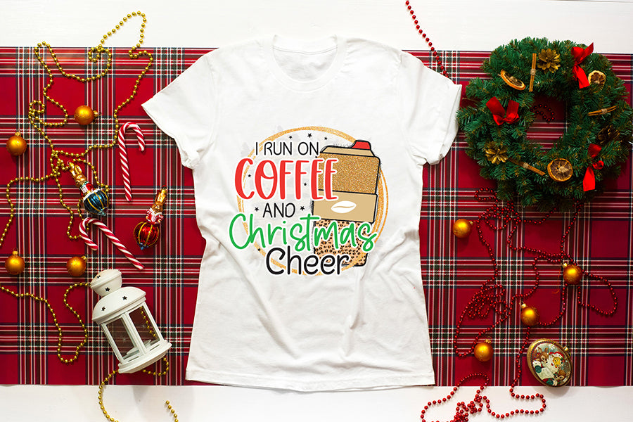 I Run on Coffee and Christmas Cheer PNG