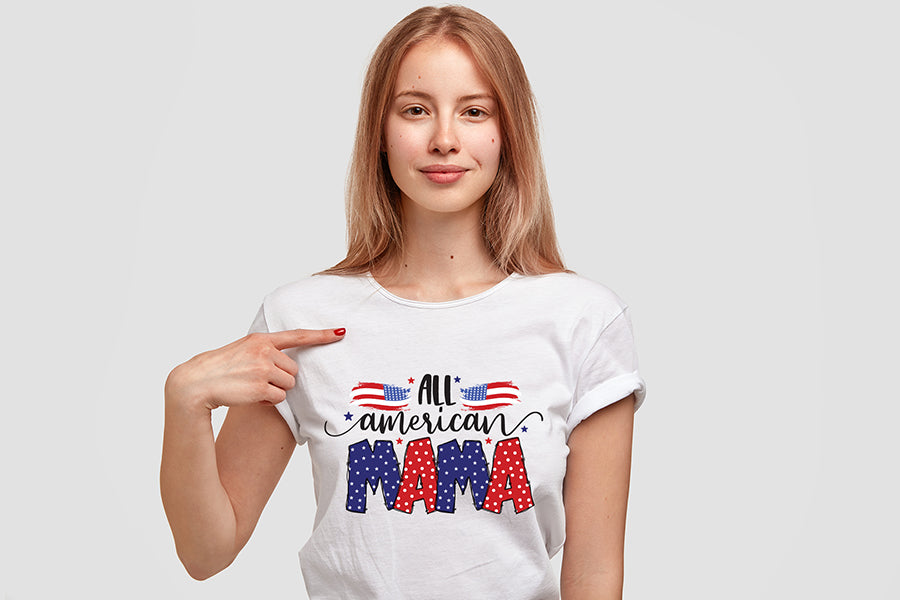 4th of July Sublimation Design, All American Mama PNG