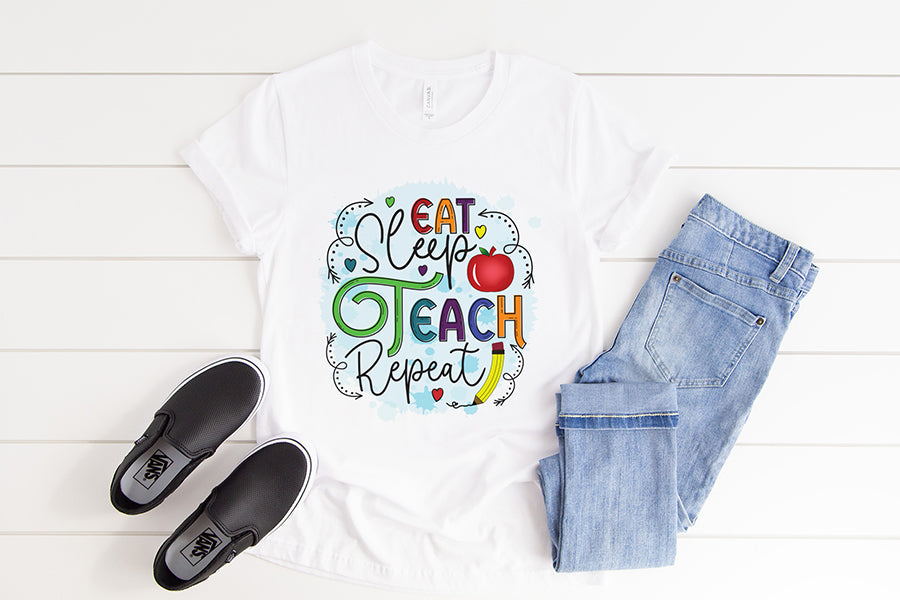 Teacher Sublimation Design, Eat Sleep Teach Repeat