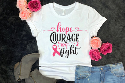 Hope Courage Strength Fight, Breast Cancer SVG