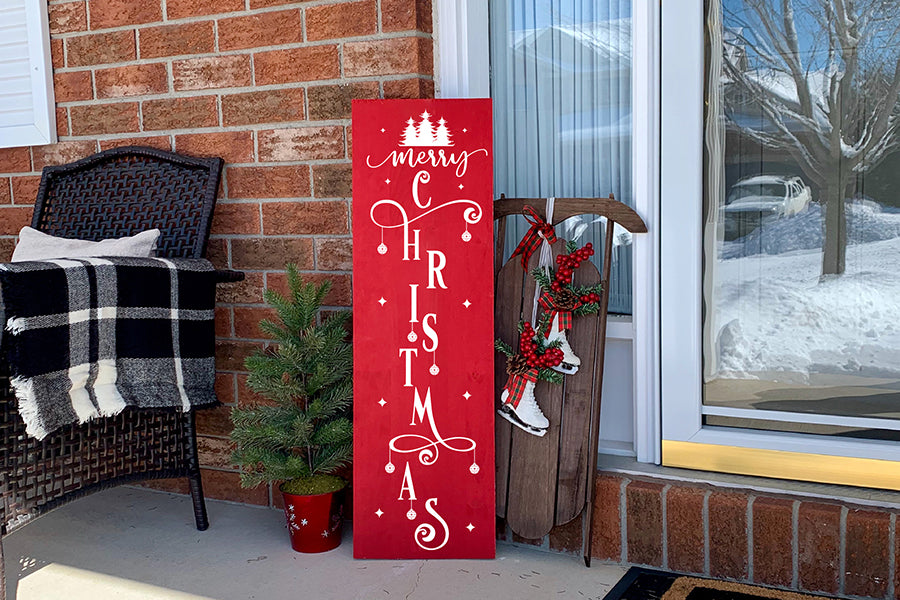 Merry Christmas Vertical Sign SVG Design