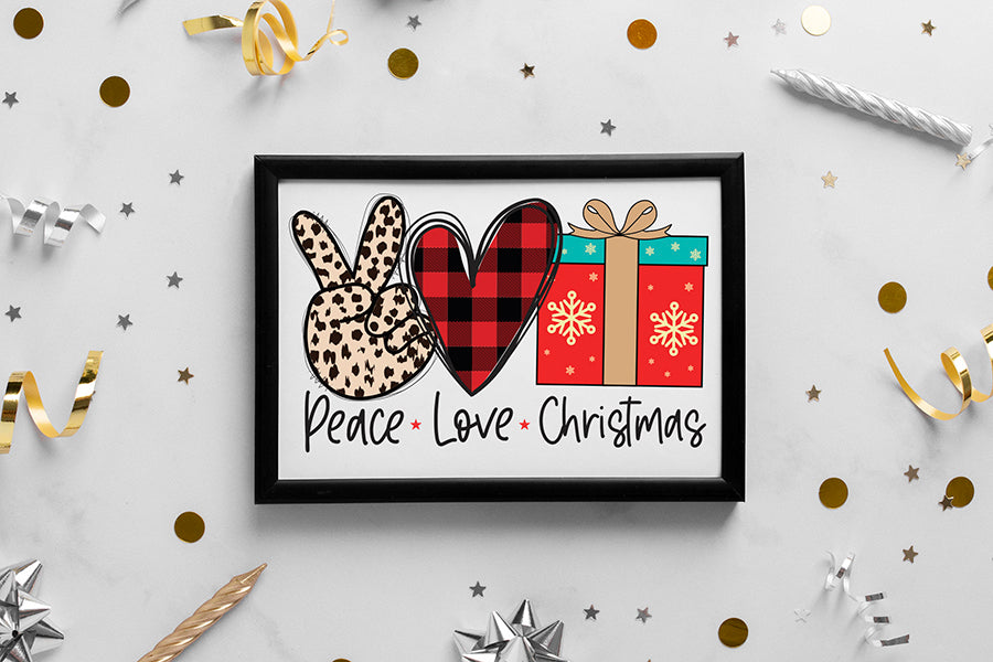 Peace Love Christmas Sublimation Design PNG