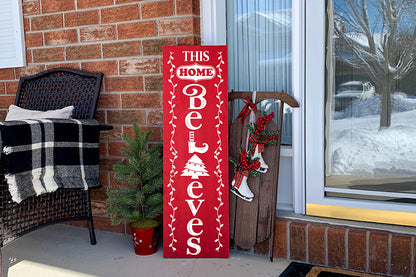 This Home Believes, Christmas Porch Sign SVG