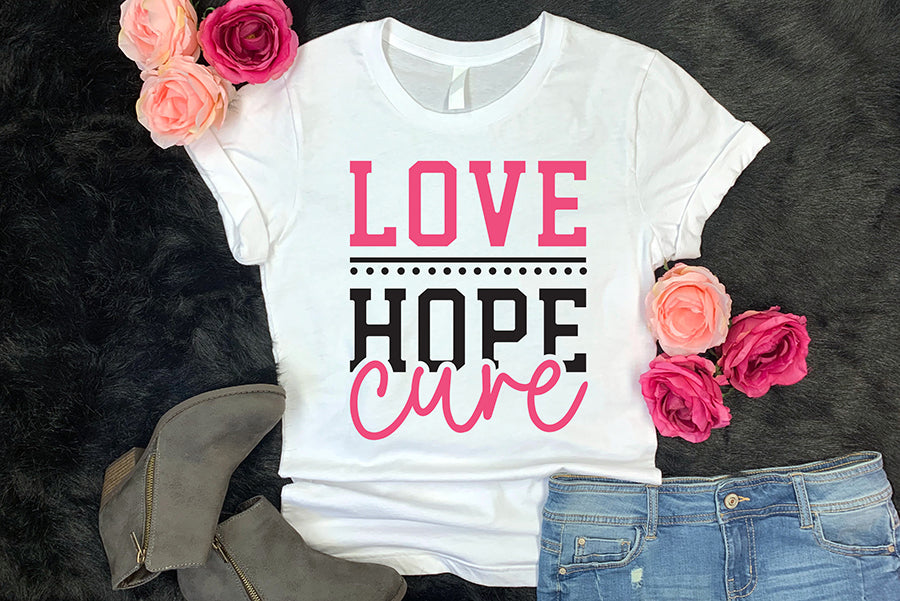 Love Hope Cure, Breast Cancer SVG Cut File