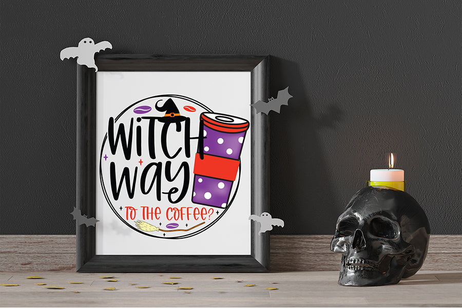 Witch Way to the Coffee, Halloween Witch PNG