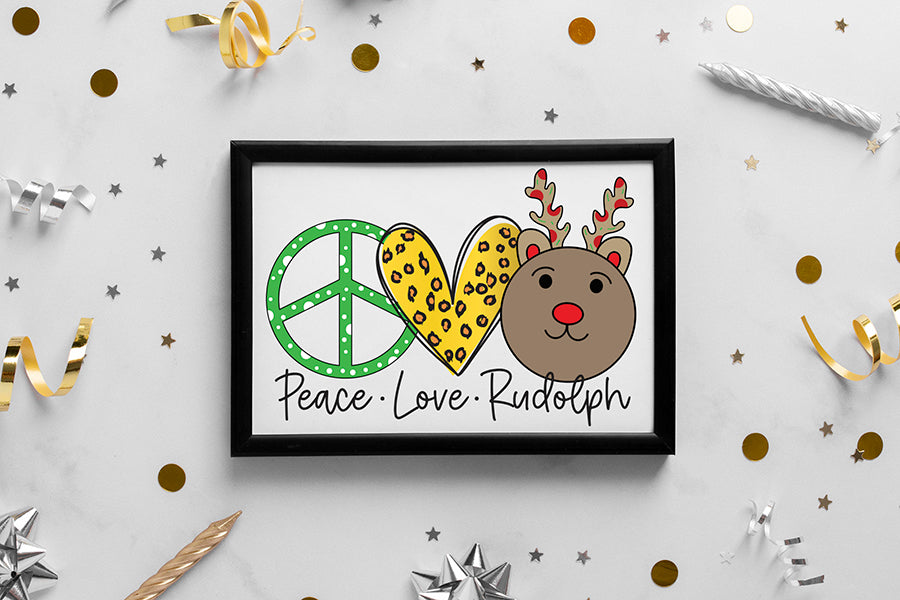 Peace Love Rudolph PNG Christmas Sublimation