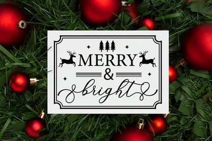 Farmhouse Christmas Sign SVG, Merry & Bright