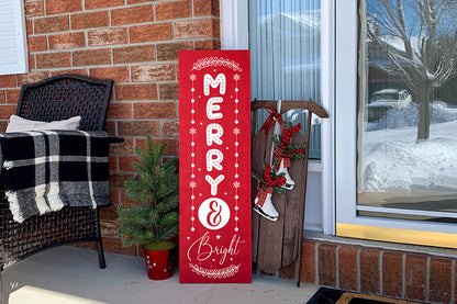 Merry & Bright, Christmas Porch Sign SVG
