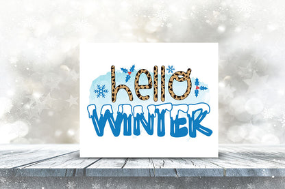 Hello Winter, Snowman Quote PNG