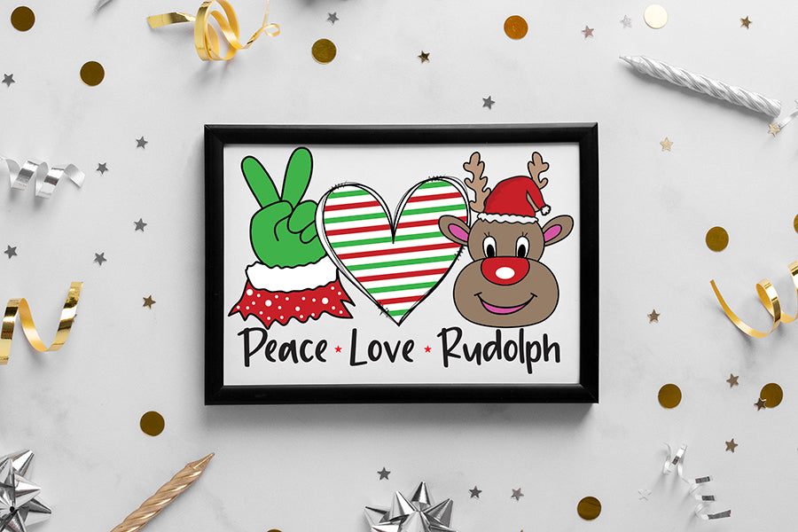 Peace Love Rudolph - Christmas Sublimation Design