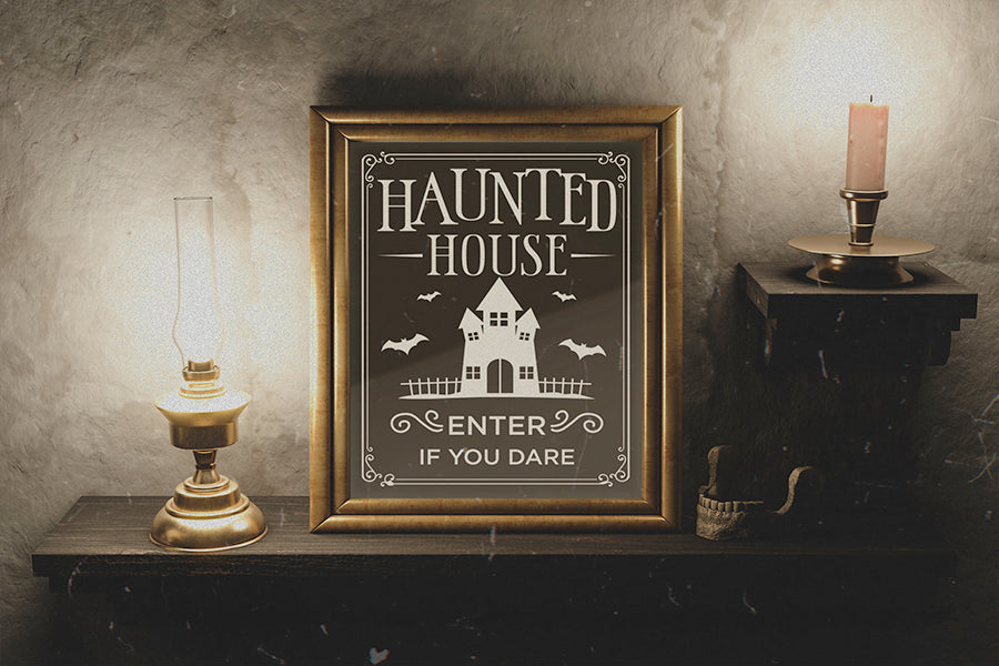 Halloween Sign SVG - Haunted House Cut File