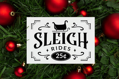 Sleigh Rides SVG, Farmhouse Christmas Sign SVG